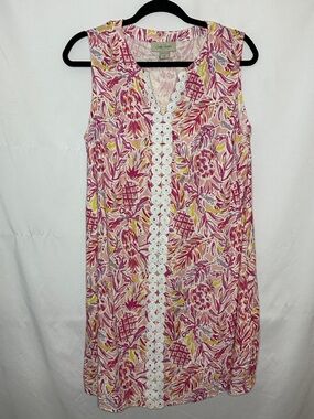 Charlie Paige Pink and Yellow Floral/Pineapple Dress